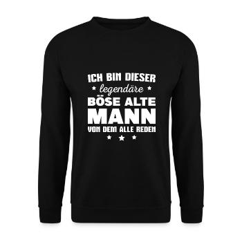Sarkasmus Böser Alter Mann - Unisex Pullover - Schwarz - Vorne - Alina (178cm) & Michal (187cm)