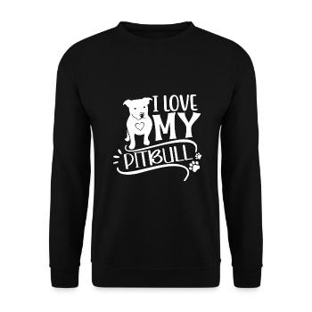 I love my pitbull - Unisex Pullover - Schwarz - Vorne - Alina (178cm) & Michal (187cm)