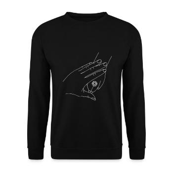 Hand mit Pfote - Unisex Pullover - Schwarz - Vorne - Alina (178cm) & Michal (187cm)