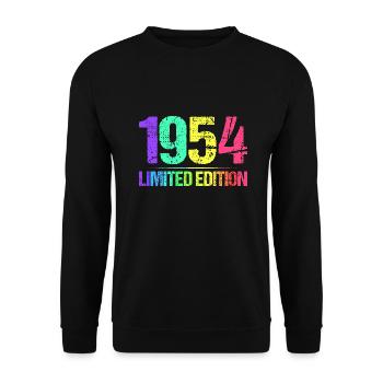 1954 Limited Edition Jahrgang 54er Retro Jahrgang - Unisex Pullover - Schwarz - Vorne - Alina (178cm) & Michal (187cm)