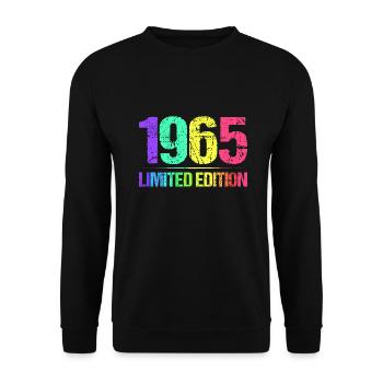 1965 Limited Edition Jahrgang 65er Retro Jahrgang - Unisex Pullover - Schwarz - Vorne - Alina (178cm) & Michal (187cm)