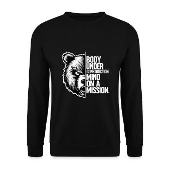 Body under construction - Mind on a mission - Unisex Sweatshirt - black - Front - Alina (178cm) & Michal (187cm)