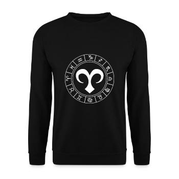 Sternzeichen Widder - Unisex Pullover - Schwarz - Vorne - Alina (178cm) & Michal (187cm)