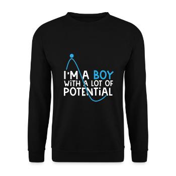 Kind Junge Jungs Geschenk - Unisex Pullover - Schwarz - Vorne - Alina (178cm) & Michal (187cm)