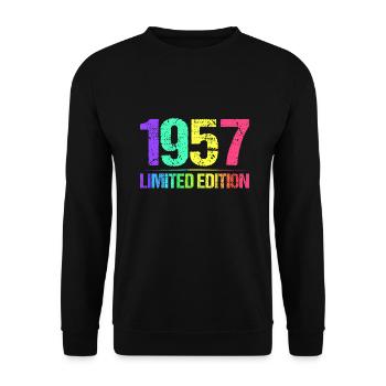 1957 Limited Edition Jahrgang 57er Retro Jahrgang - Unisex Pullover - Schwarz - Vorne - Alina (178cm) & Michal (187cm)