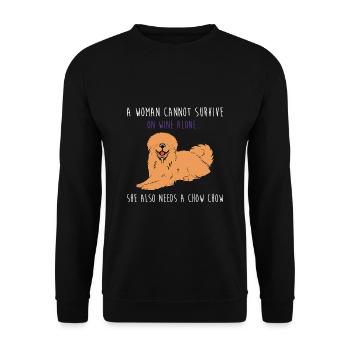 Chow Chow Hund - Unisex Pullover - Schwarz - Vorne - Alina (178cm) & Michal (187cm)