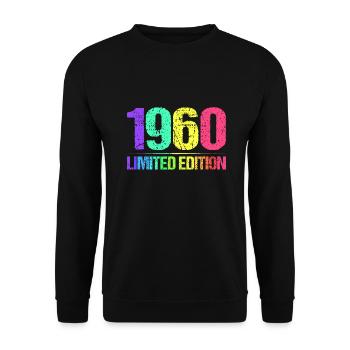 1960 Limited Edition Jahrgang 60er Retro Jahrgang - Unisex Pullover - Schwarz - Vorne - Alina (178cm) & Michal (187cm)