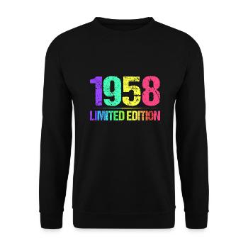1958 Limited Edition Jahrgang 58er Retro Jahrgang - Unisex Pullover - Schwarz - Vorne - Alina (178cm) & Michal (187cm)