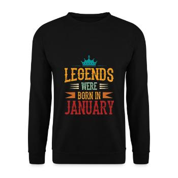 Legends Born In January Birthday Gift - Unisex Sweatshirt - black - Front - Alina (178cm) & Michal (187cm)
