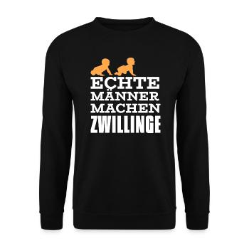 Zwillingspapa Zwillingsvater Papa Vater Zwillinge - Unisex Pullover - Schwarz - Vorne - Alina (178cm) & Michal (187cm)