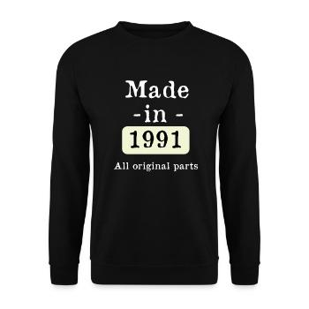 Made in 1991 - Geburtsjahr - Unisex Pullover - Schwarz - Vorne - Alina (178cm) & Michal (187cm)