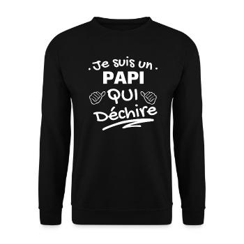 je suis un papi qui déchire - Sweat-shirt Unisexe - noir - Devant - Alina (178cm) & Michal (187cm)