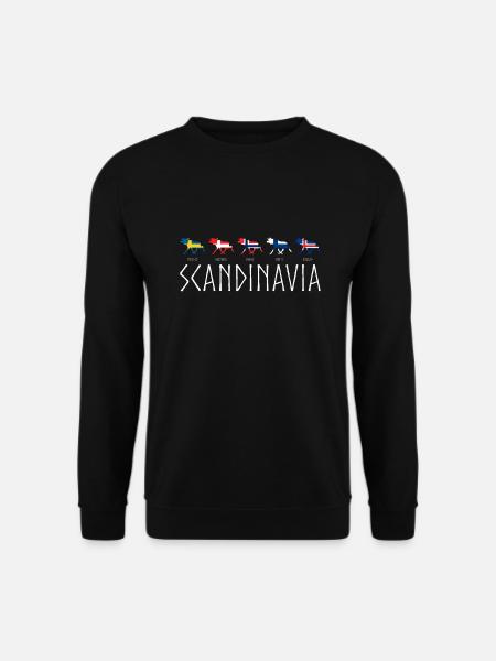 SCANDINAVIAN ELKS | Moose Elche Länder Flaggen - Unisex Pullover - Schwarz