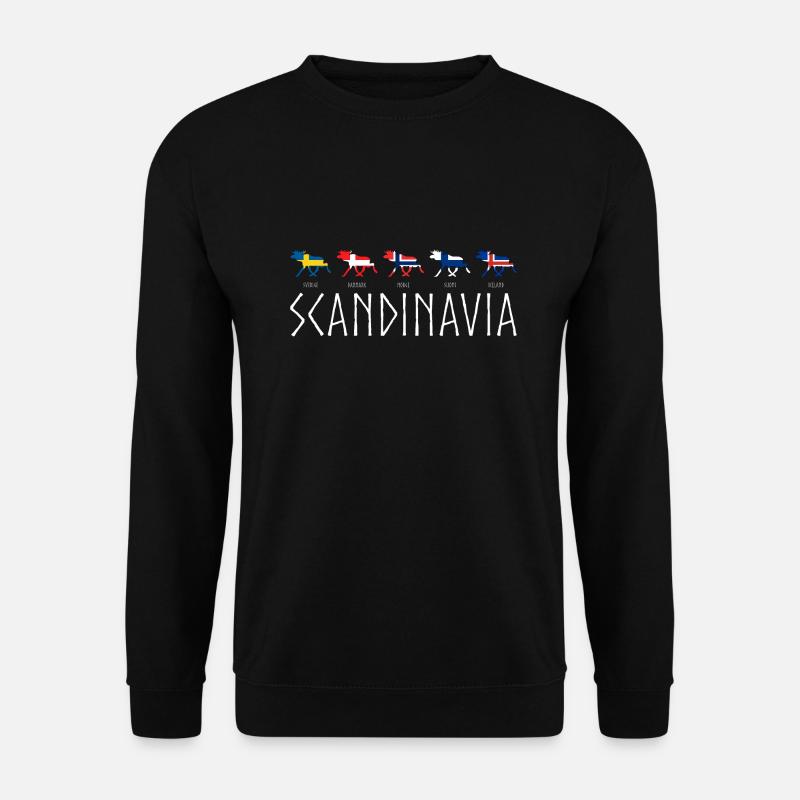 SCANDINAVIAN ELKS | Moose Elche Länder Flaggen - Unisex Pullover - Schwarz