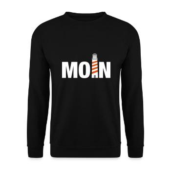 moin Leuchtturm Norddeutschland Ostfriesland - Unisex Pullover - Schwarz - Vorne - Alina (178cm) & Michal (187cm)