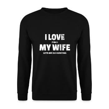 Hunting Shirt : I love my WIfe - Unisex Pullover - Schwarz - Vorne - Alina (178cm) & Michal (187cm)