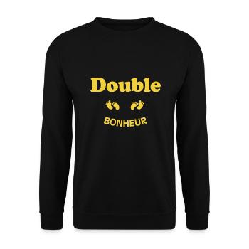 Idee Cadeau Annonce Grossesse Originale Jumeaux - Sweat-shirt Unisexe - noir - Devant - Alina (178cm) & Michal (187cm)