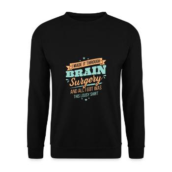 Brain Surgery Gift Skull Survivor - Unisex Sweatshirt - black - Front - Alina (178cm) & Michal (187cm)