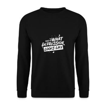 Depression Geschenk Psychater Patienten - Unisex Pullover - Schwarz - Vorne - Alina (178cm) & Michal (187cm)