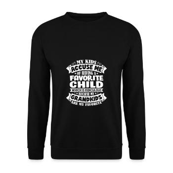 Grandprantes Gift Grandkids My Favorite Grandma - Unisex Pullover - Schwarz - Vorne - Alina (178cm) & Michal (187cm)