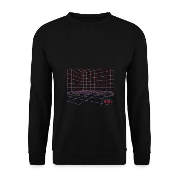 Ästhetisches Dampfwellen-geometrisches Gitter futuristisch - Unisex Pullover - Schwarz - Vorne - Alina (178cm) & Michal (187cm)