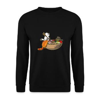 Funny Kawaii Japanese Anime Cats Eating Ramen - Unisex Sweatshirt - black - Front - Alina (178cm) & Michal (187cm)
