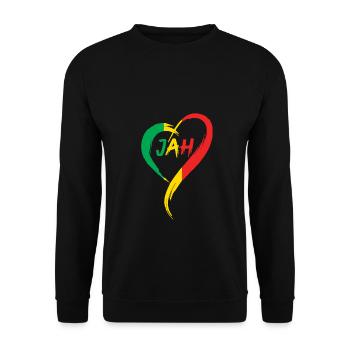Love Jah Print Rasta Reggae flag Heart Gift for - Unisex Sweatshirt - black - Front - Alina (178cm) & Michal (187cm)