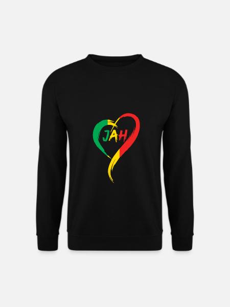 Love Jah Print Rasta Reggae drapeau coeur cadeau pour - Sweat-shirt Unisexe - noir