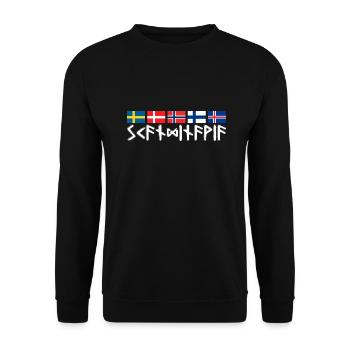 SCANDINAVIA - runic writing flags Scandinavia - Unisex Sweatshirt - black - Front - Alina (178cm) & Michal (187cm)