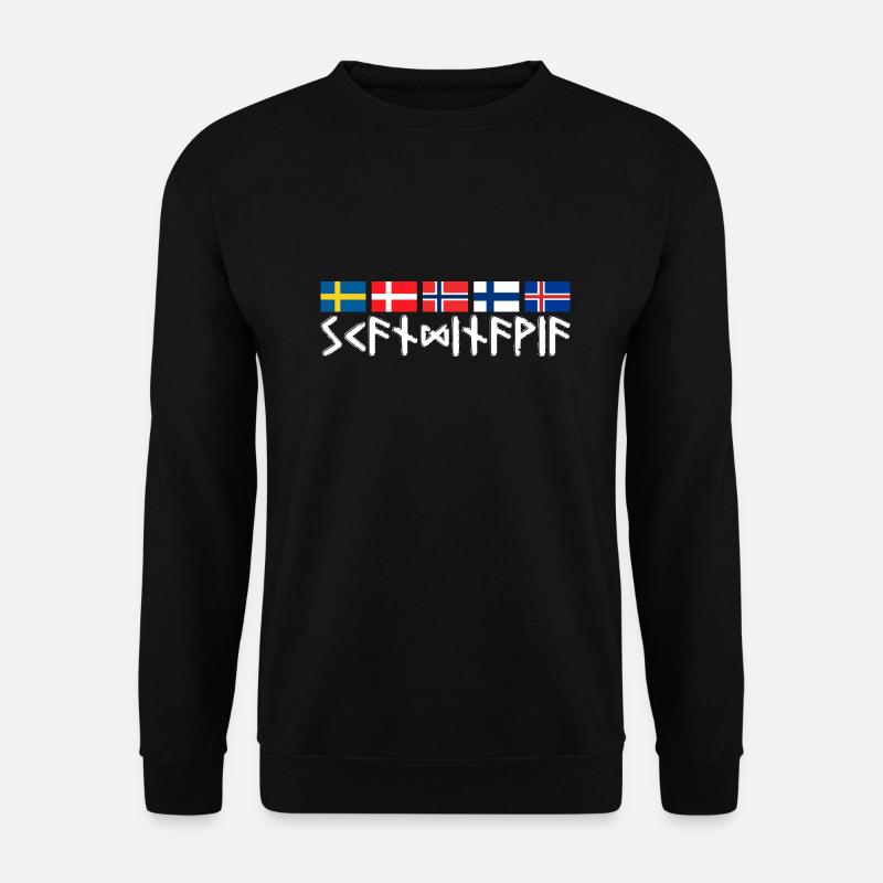 SCANDINAVIA - Runenschrift Flaggen Skandinavien - Unisex Pullover - Schwarz