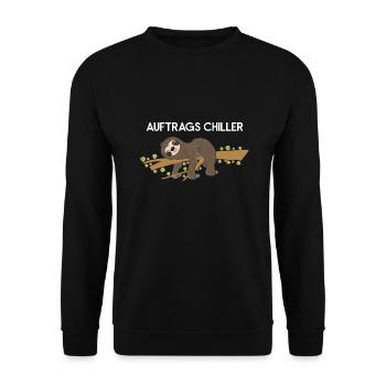 Fauler Faulenzer Relax Faultier Spruch Chiller - Unisex Pullover - Schwarz - Vorne - Alina (178cm) & Michal (187cm)