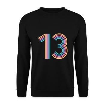 Cool Number 13 - 13 ans 13e anniversaire cadeau - Sweat-shirt Unisexe - noir - Devant - Alina (178cm) & Michal (187cm)