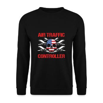 Air traffic controller - Unisex Sweatshirt - black - Front - Alina (178cm) & Michal (187cm)