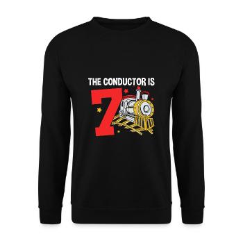 Children's Birthday Train Train Driver Locomotive - Unisex Sweatshirt - black - Front - Alina (178cm) & Michal (187cm)