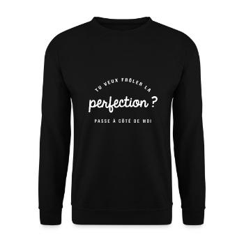 homme humour, humour, cadeau humoristique, perfect - Sweat-shirt Unisexe - noir - Devant - Alina (178cm) & Michal (187cm)