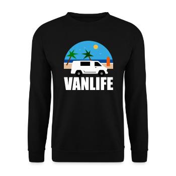 VAN LIFE - La plage - Van blanc - Sweat-shirt Unisexe - noir - Devant - Alina (178cm) & Michal (187cm)