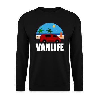 VAN LIFE - La plage - Van rouge - Sweat-shirt Unisexe - noir - Devant - Alina (178cm) & Michal (187cm)