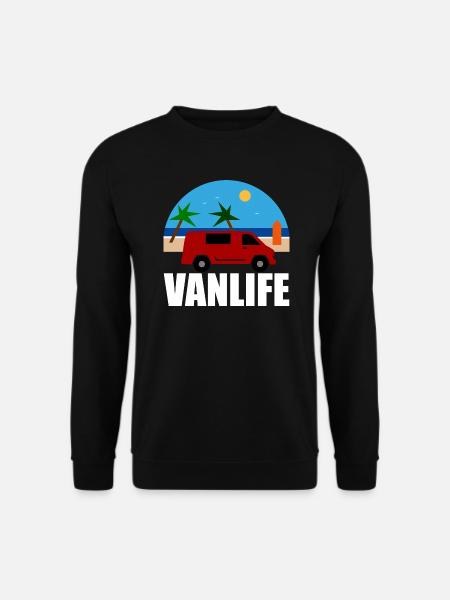 VAN LIFE - La plage - Van rouge - Sweat-shirt Unisexe - noir
