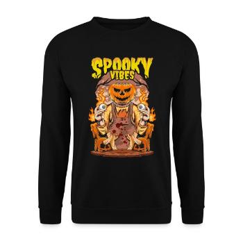 Halloween Pumpkin Horror - Unisex Sweatshirt - black - Front - Alina (178cm) & Michal (187cm)