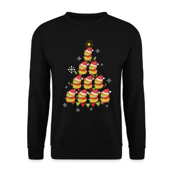Burger Fast-Food Burger Arbre de Noël - Sweat-shirt Unisexe - noir - Devant - Alina (178cm) & Michal (187cm)
