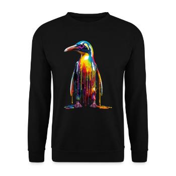 Pingouin arc-en-ciel - Sweat-shirt Unisexe - noir - Devant - Alina (178cm) & Michal (187cm)
