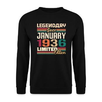 Birthday Gift Born in January 1936 - 1936 - Unisex Sweatshirt - black - Front - Alina (178cm) & Michal (187cm)