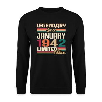 Birthday Gift Born in January 1942 - 1942 - Unisex Sweatshirt - black - Front - Alina (178cm) & Michal (187cm)
