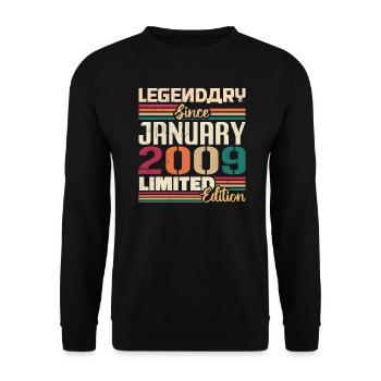 Birthday Gift Born in January 2009 - 2009 - Unisex Sweatshirt - black - Front - Alina (178cm) & Michal (187cm)