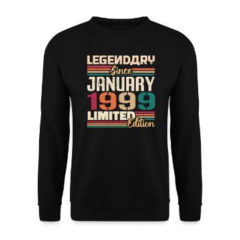 Birthday Gift Born in January 1999 - 1999 - Unisex Sweatshirt - black - Front - Alina (178cm) & Michal (187cm)