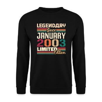 Birthday Gift Born in January 2003 - 2003 - Unisex Sweatshirt - black - Front - Alina (178cm) & Michal (187cm)