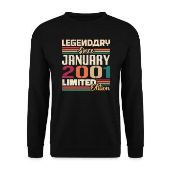 Birthday Gift Born in January 2001 - 2001 - Unisex Sweatshirt - black - Front - Alina (178cm) & Michal (187cm)