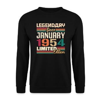 Geburtstagsgeschenk Geboren Im Januar 1954 - 1954 - Unisex Pullover - Schwarz - Vorne - Alina (178cm) & Michal (187cm)