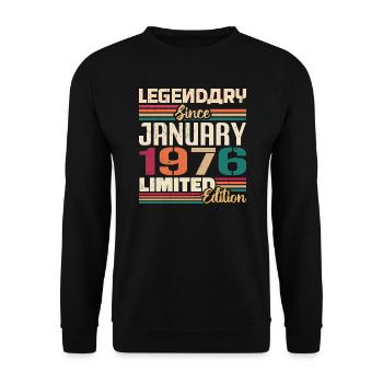 Geburtstagsgeschenk Geboren Im Januar 1976 - 1976 - Unisex Pullover - Schwarz - Vorne - Alina (178cm) & Michal (187cm)