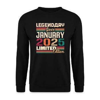 Geburtstagsgeschenk Geboren Im Januar 2025 - 2025 - Unisex Pullover - Schwarz - Vorne - Alina (178cm) & Michal (187cm)